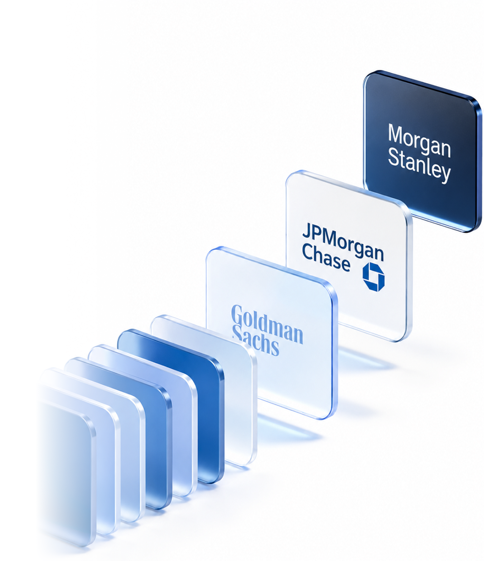 Layered company cards illustrating a structured application process